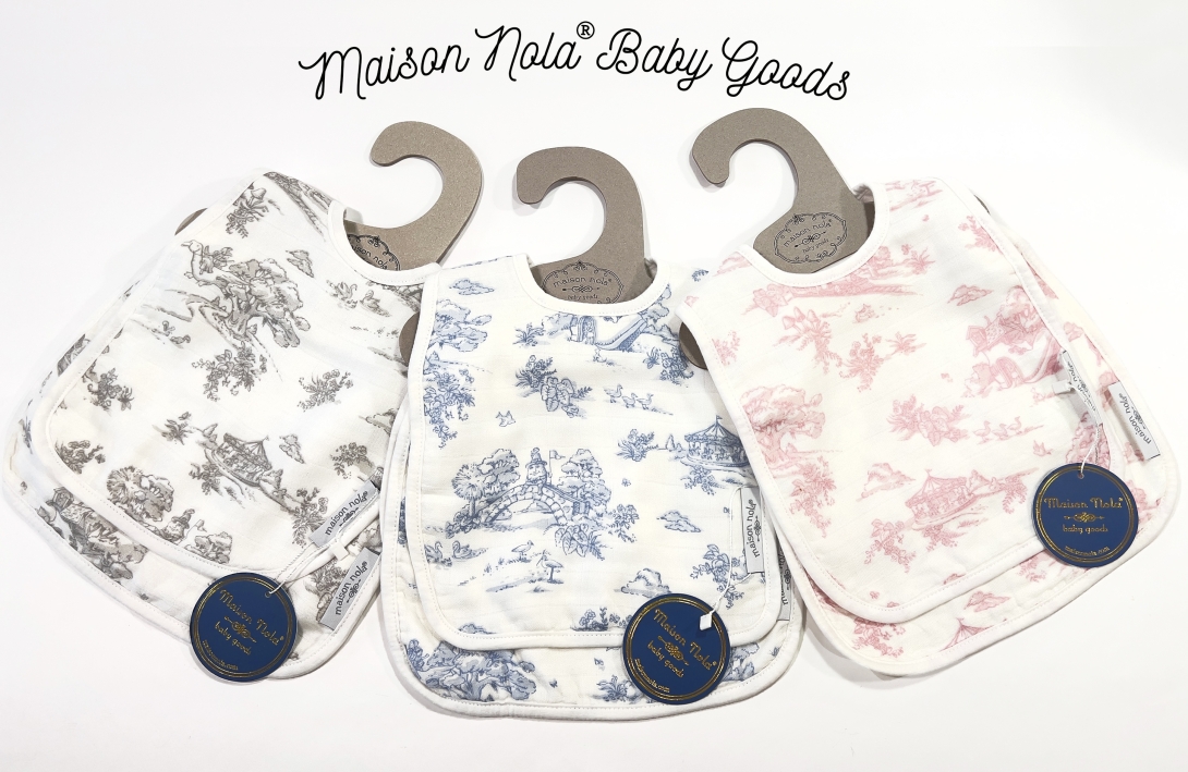 Storyland Toile Muslin Reversible Bib &amp; Burp Set