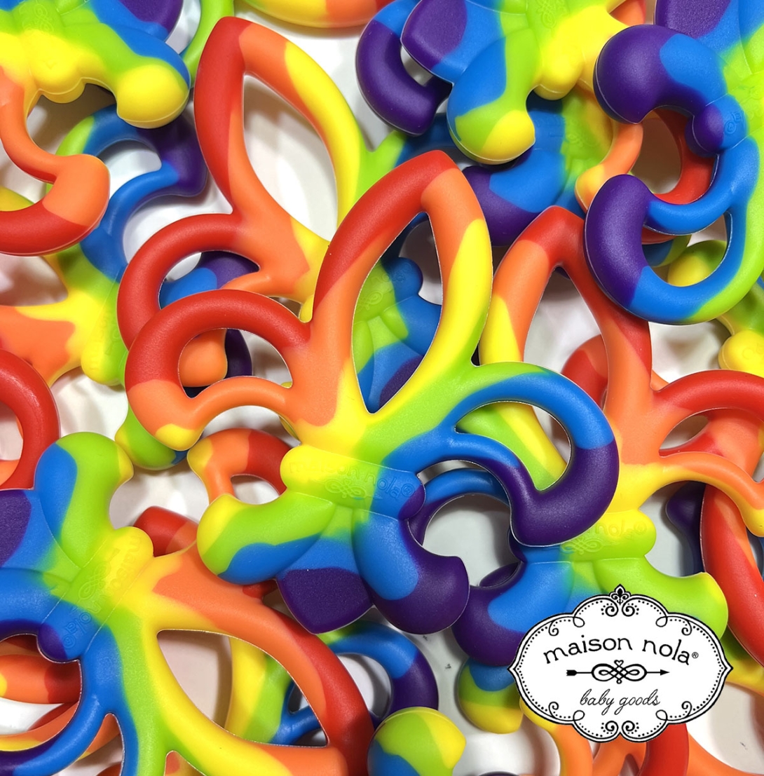 rainbow fleur de lis teether
