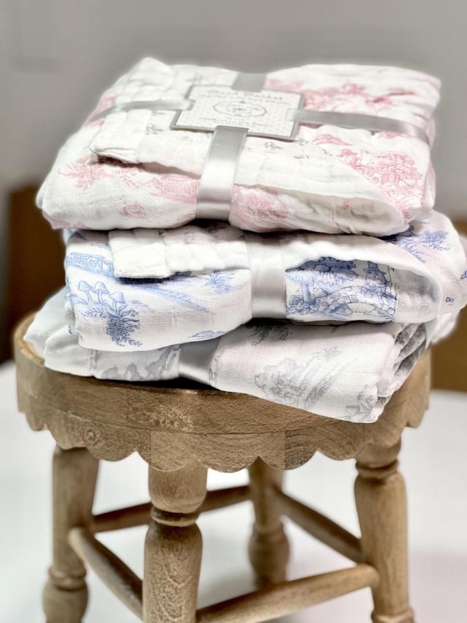 cloud blanket on stool