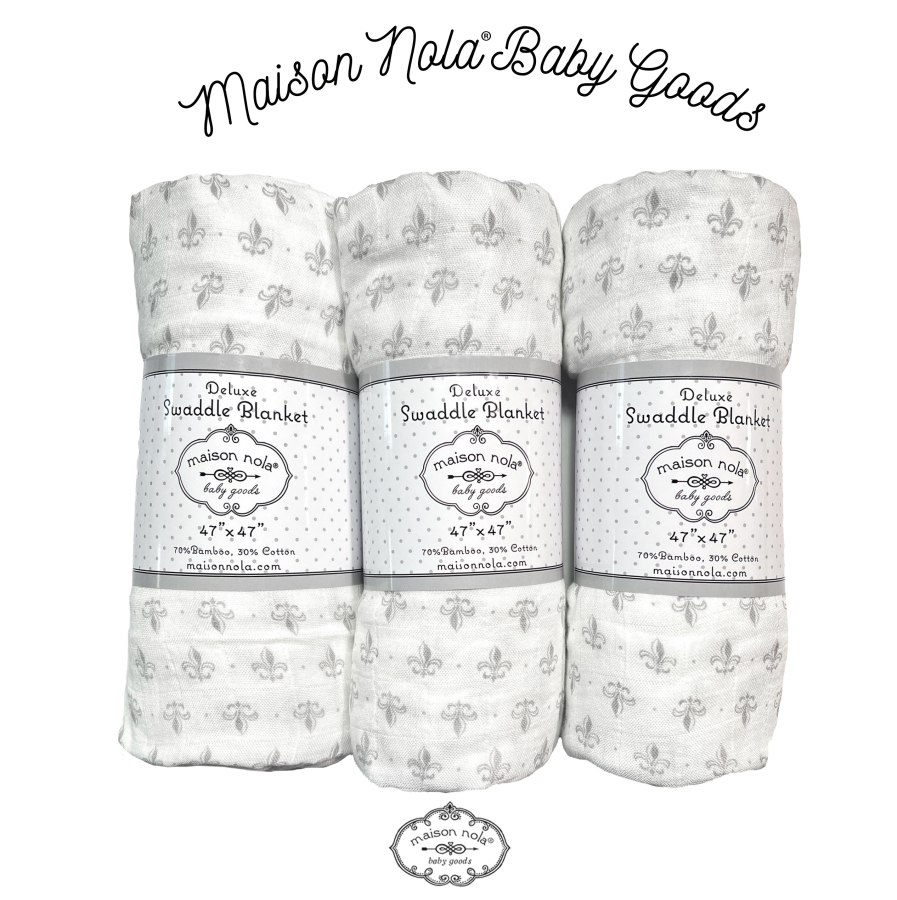 grey fleur de lis swaddle