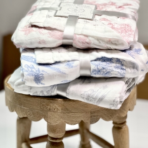 cloud blanket on stool