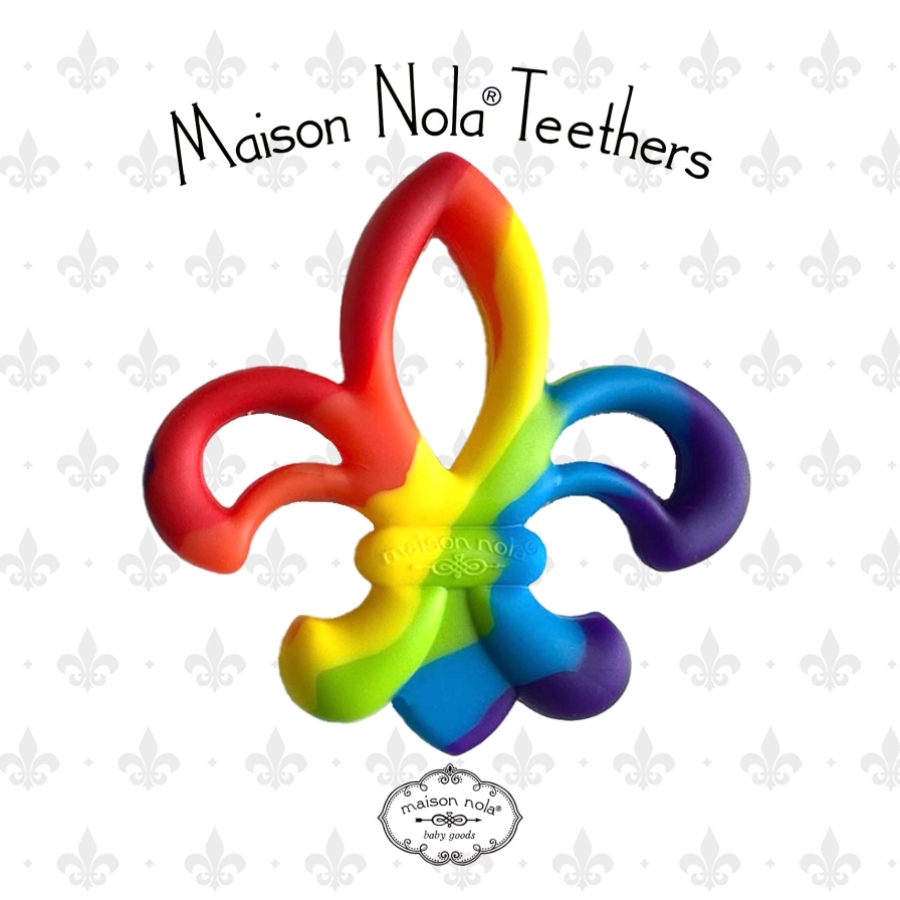 Rainbow fleur de lis baby teether