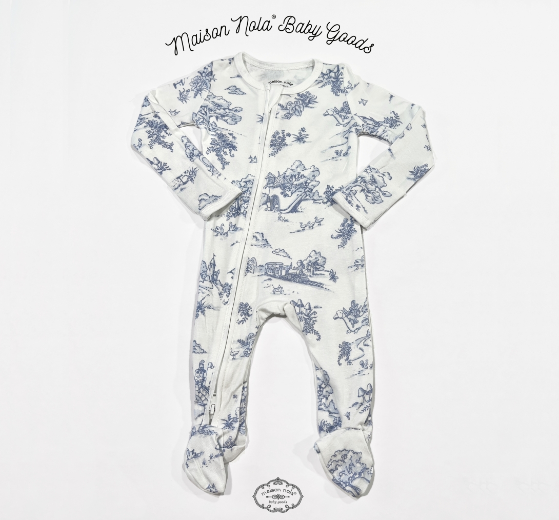 Storyland Toile Zipper Footie Pajama | Maison Nola